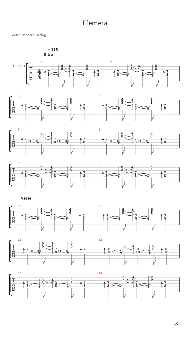 Efemera吉他谱