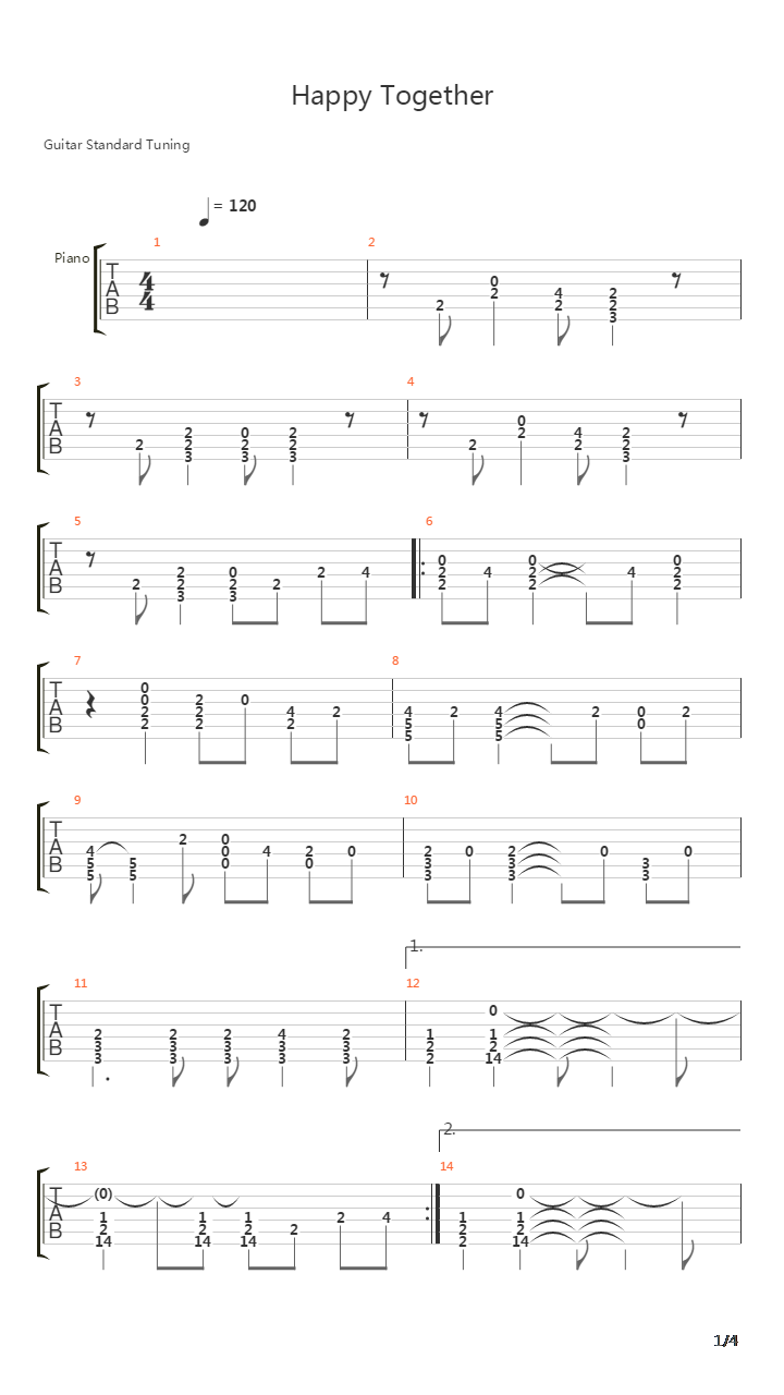 Happy Together吉他谱