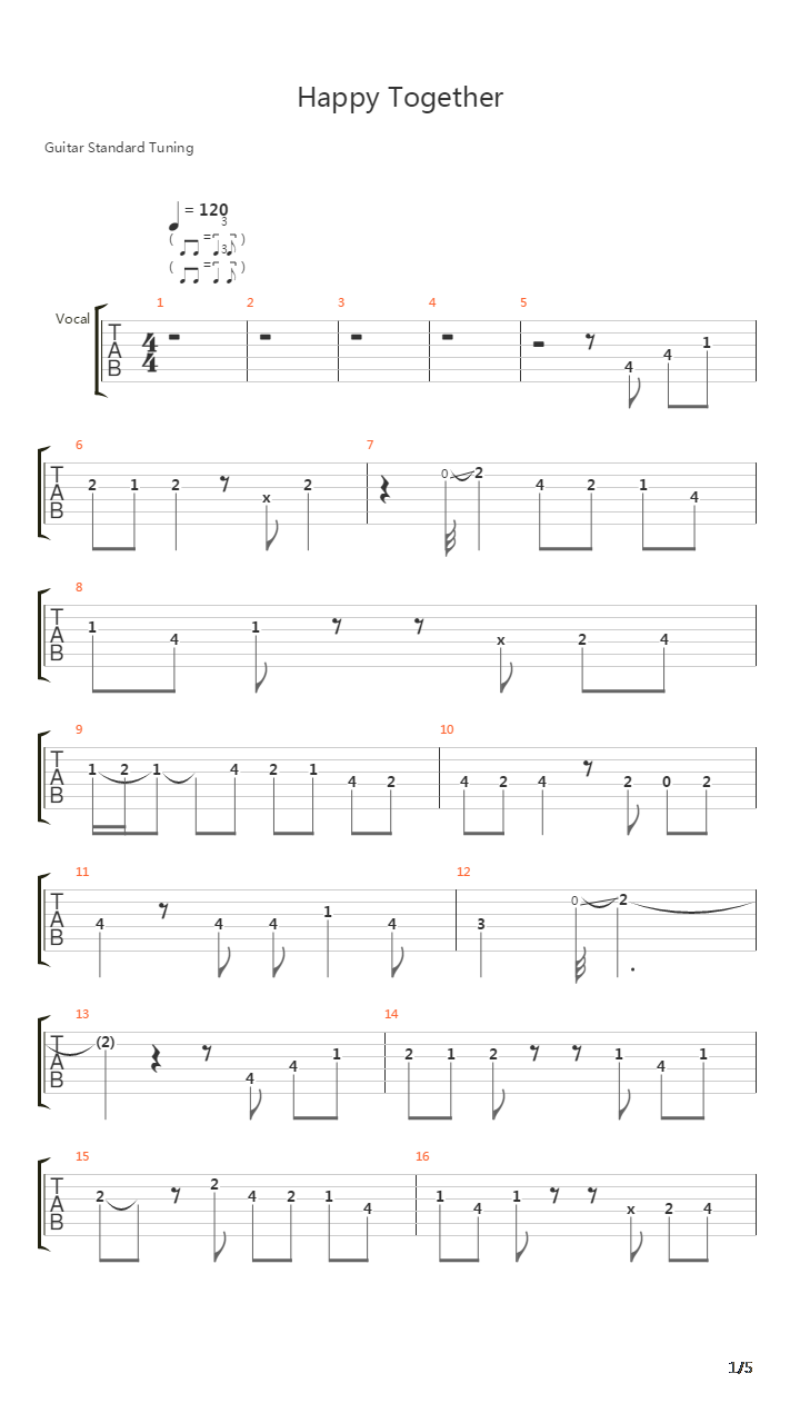Happy Together吉他谱