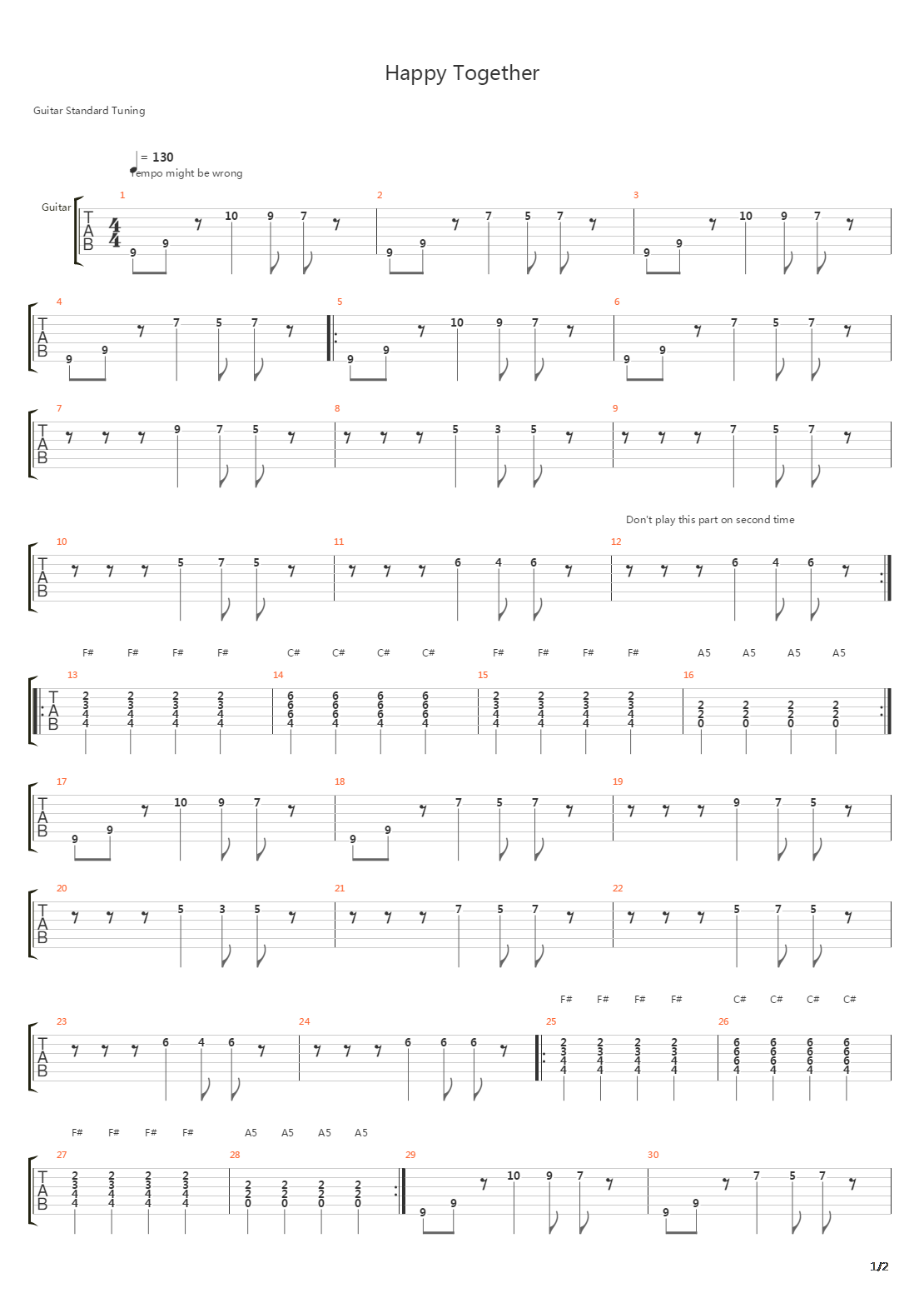 Happy Together吉他谱