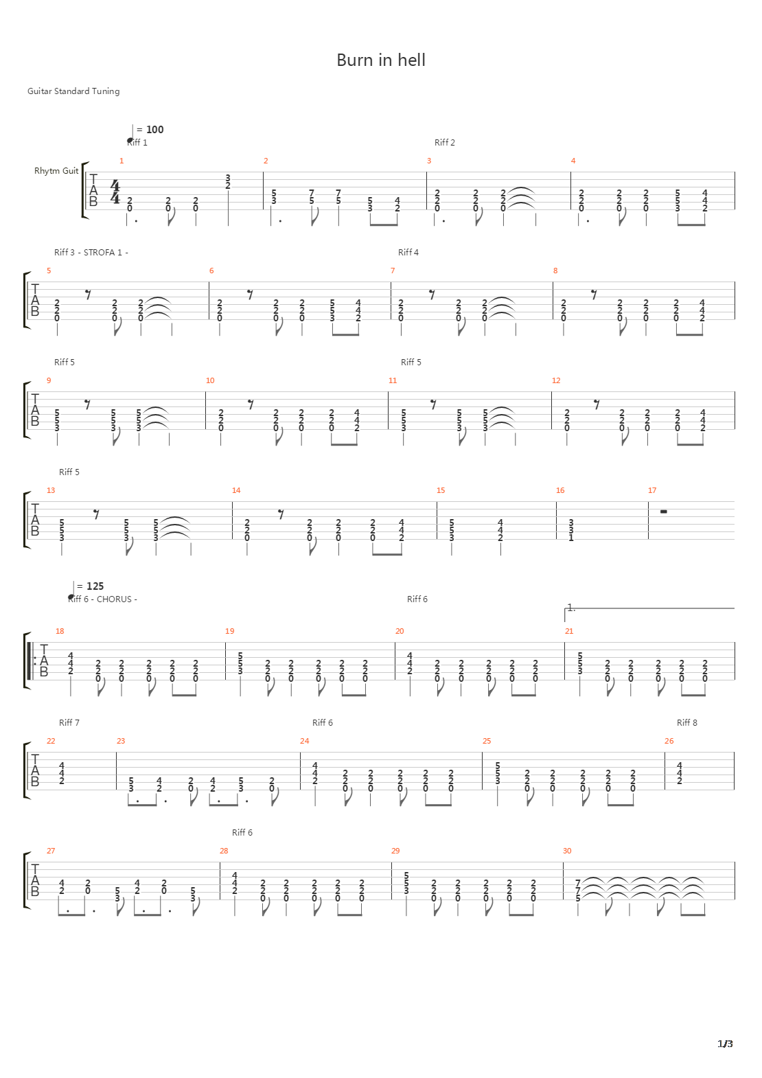 Burn In Hell吉他谱