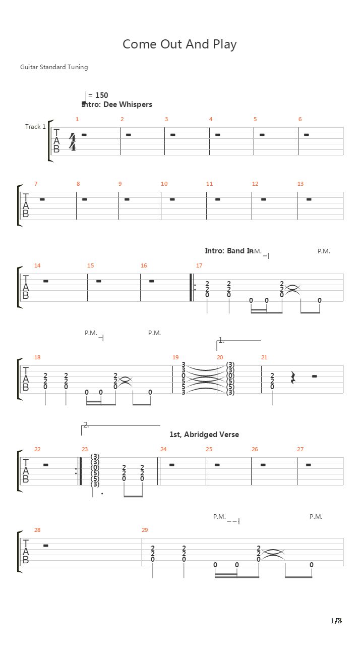 Come Out And Play吉他谱