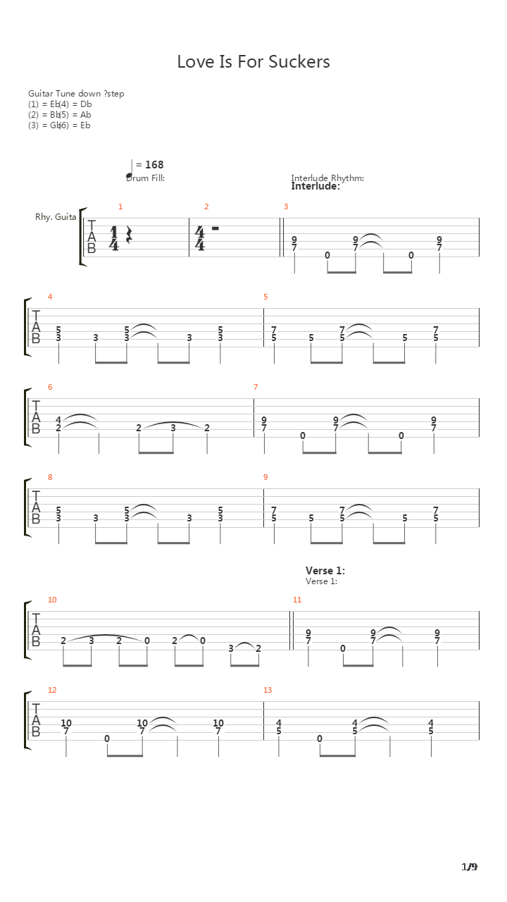 Love Is For Suckers吉他谱