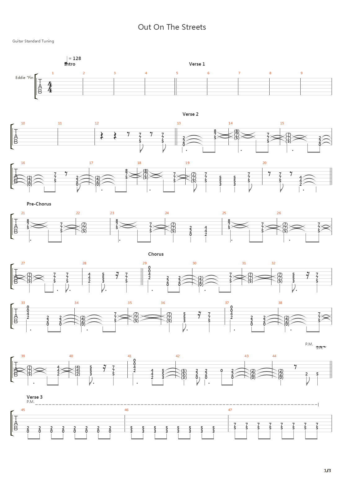 Out On The Streets吉他谱