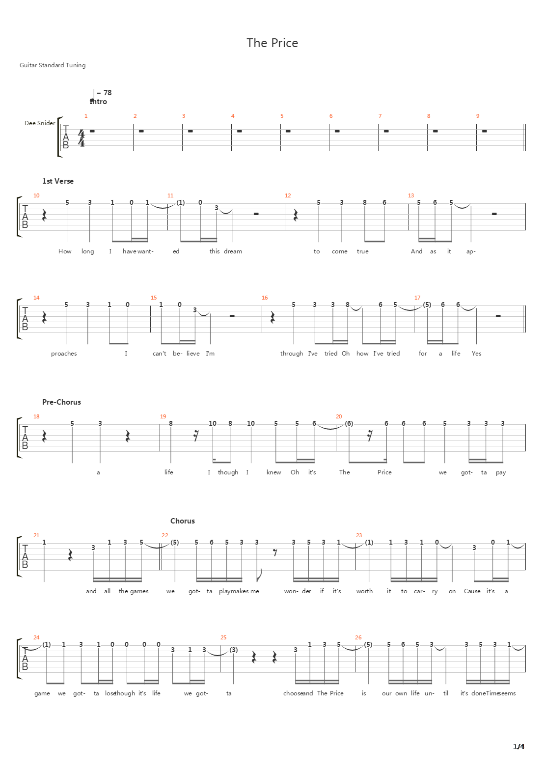 The Price吉他谱