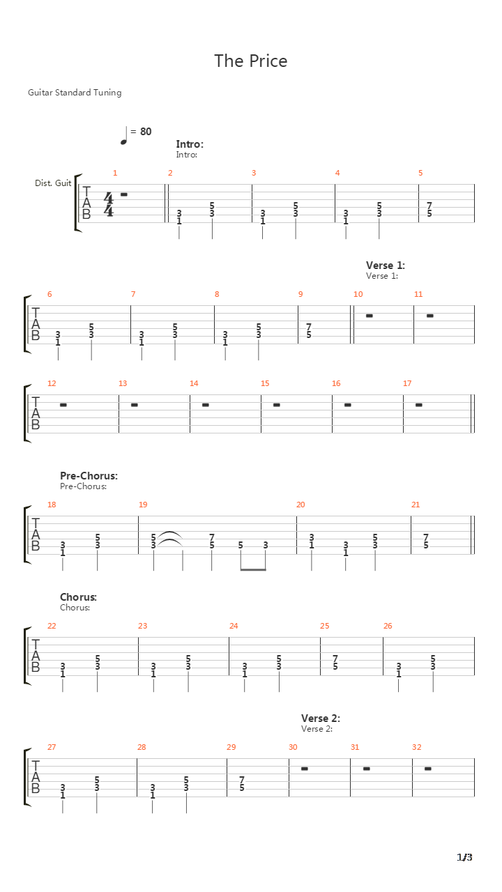 The Price吉他谱