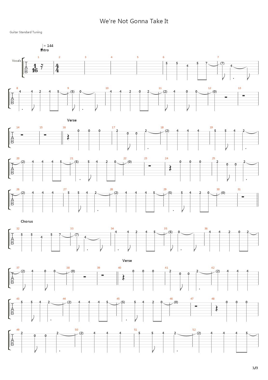 Were Not Gonna Take It吉他谱