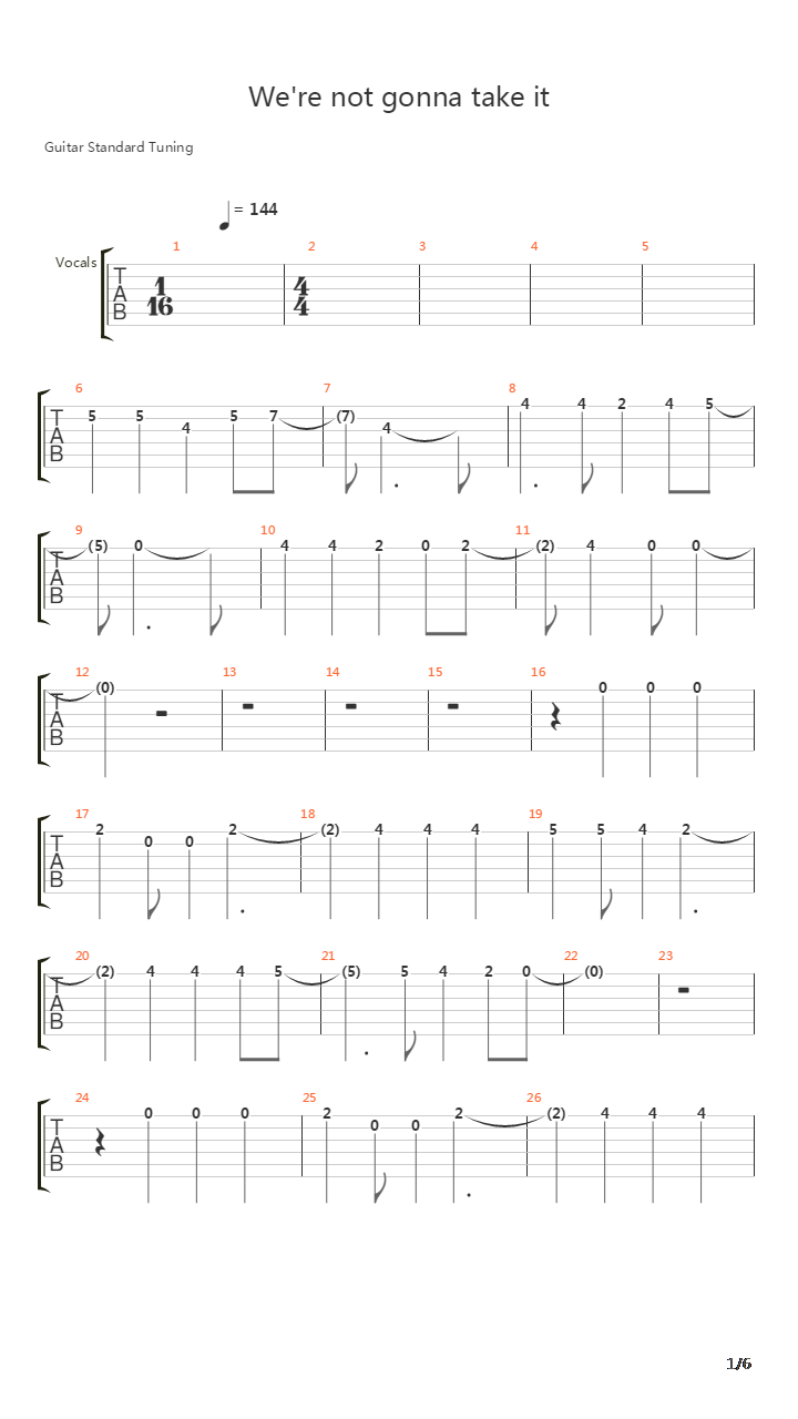 Were Not Gonna Take It吉他谱