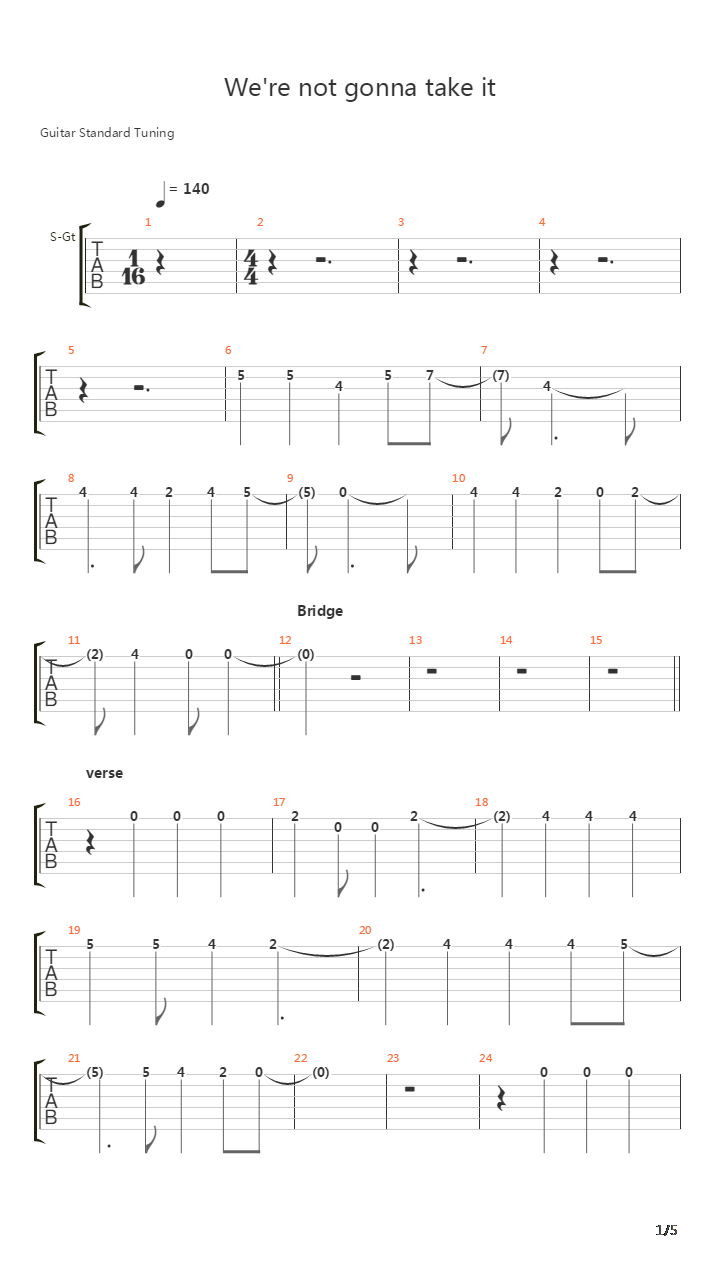 Were Not Gonna Take It吉他谱