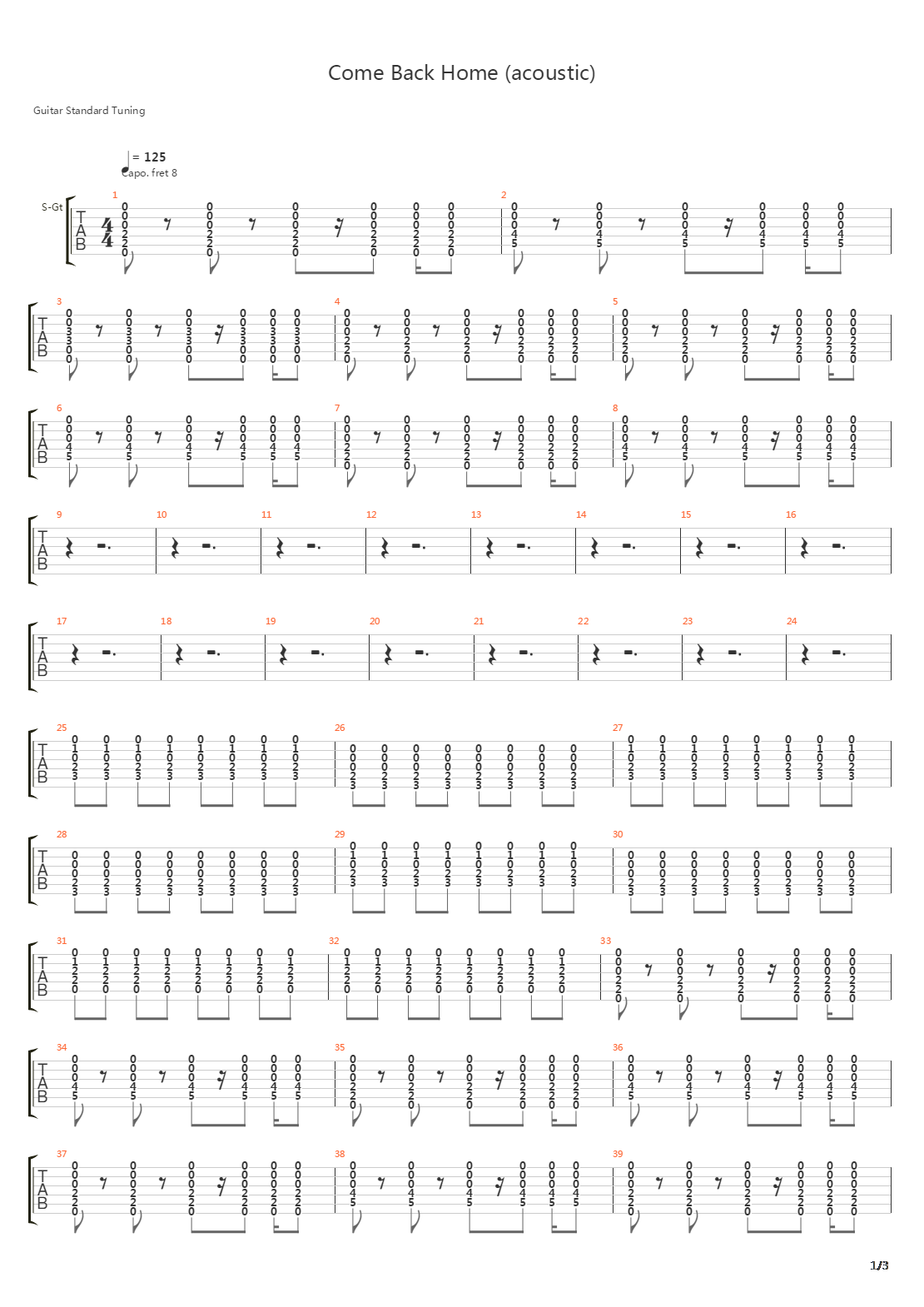 Come Back Home Acoustic吉他谱