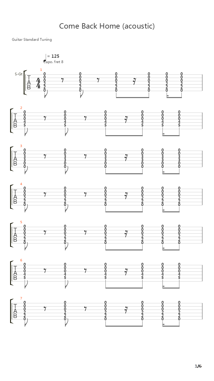 Come Back Home Acoustic吉他谱