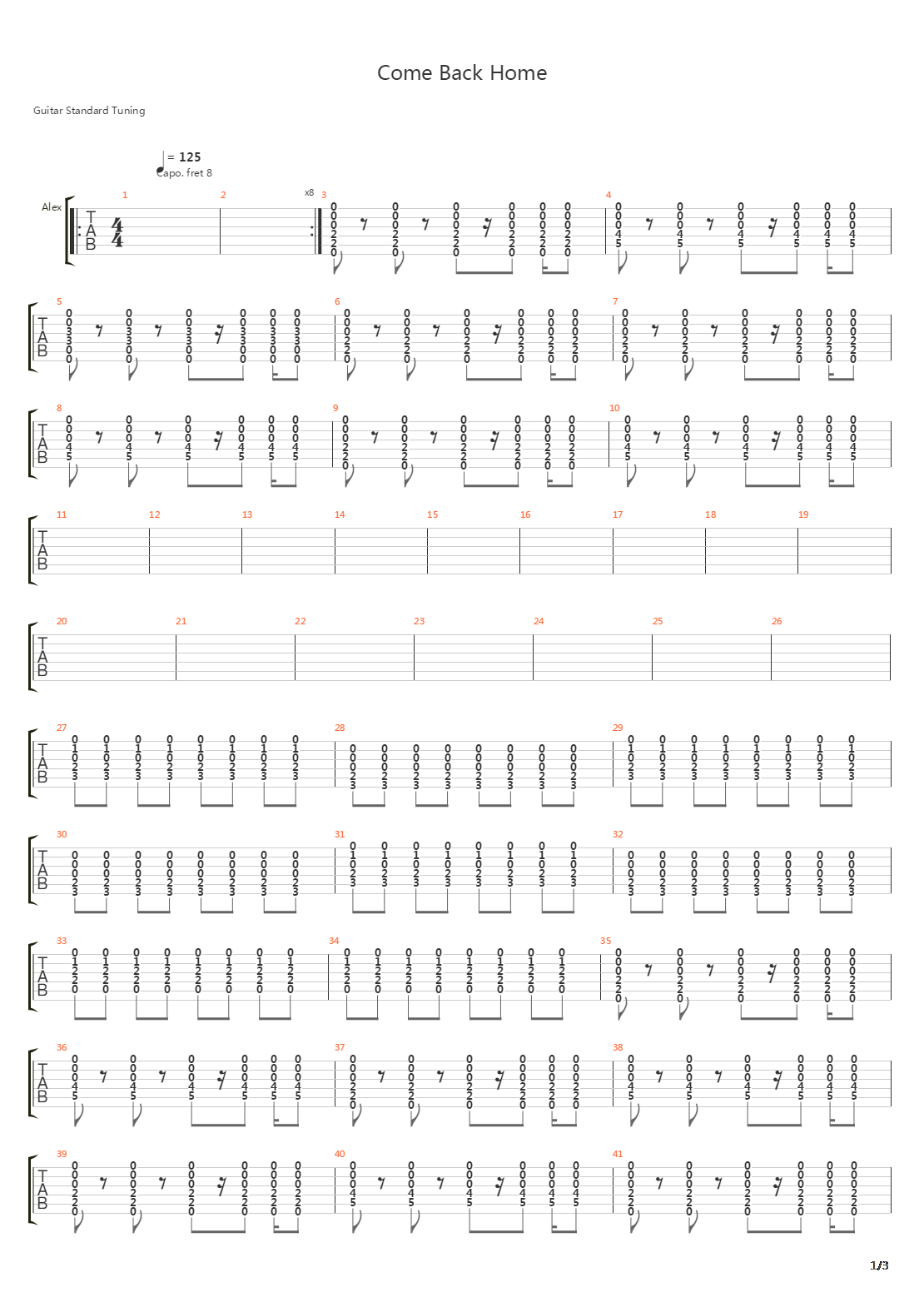Come Back Home吉他谱