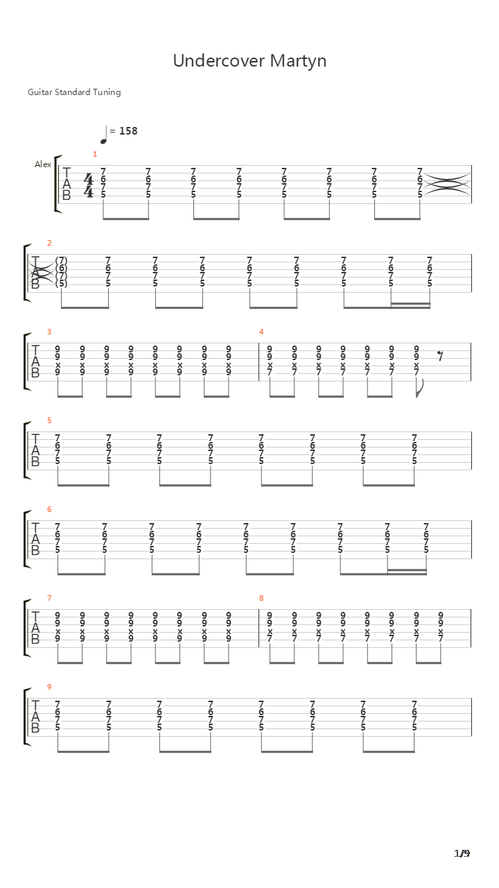 Undercover Martyn吉他谱