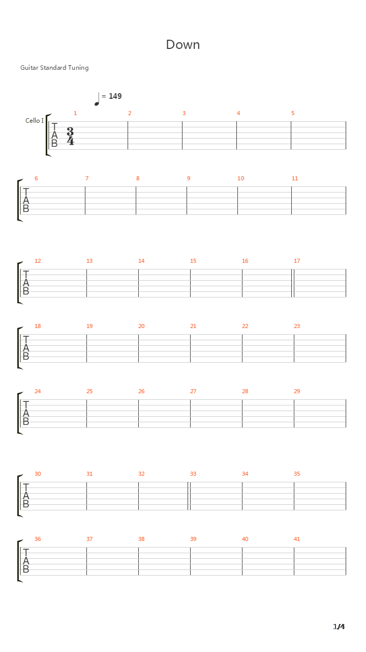 Down吉他谱