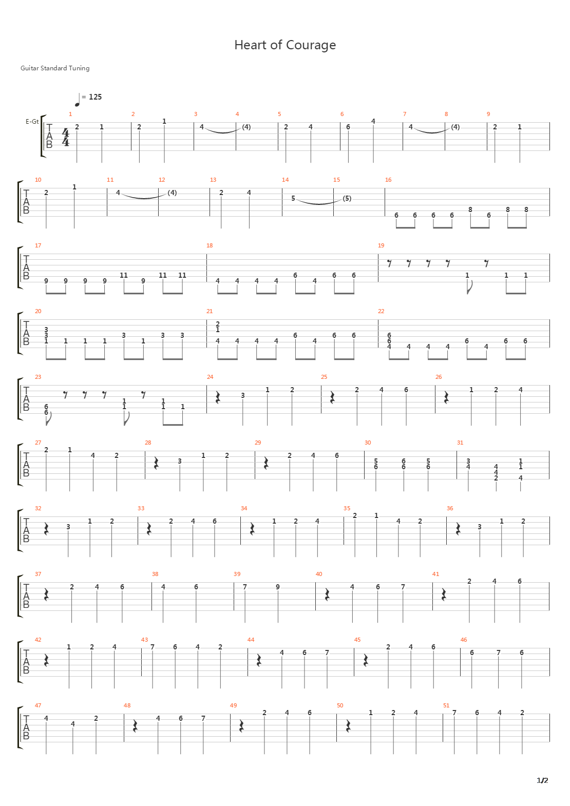 Heart Of Courage吉他谱