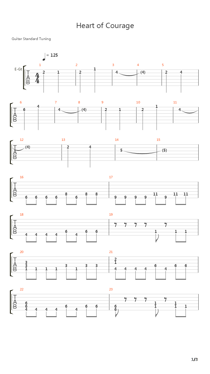 Heart Of Courage吉他谱
