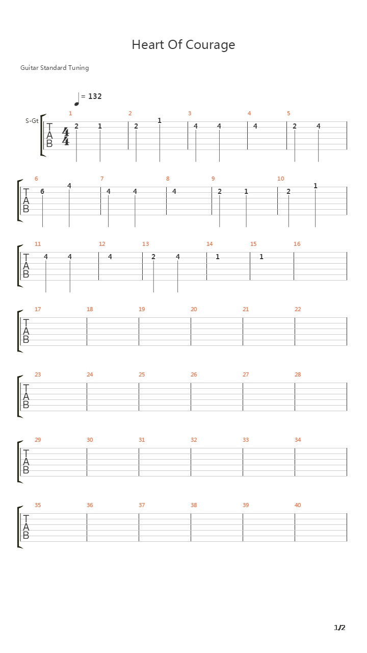 Heart Of Courage吉他谱