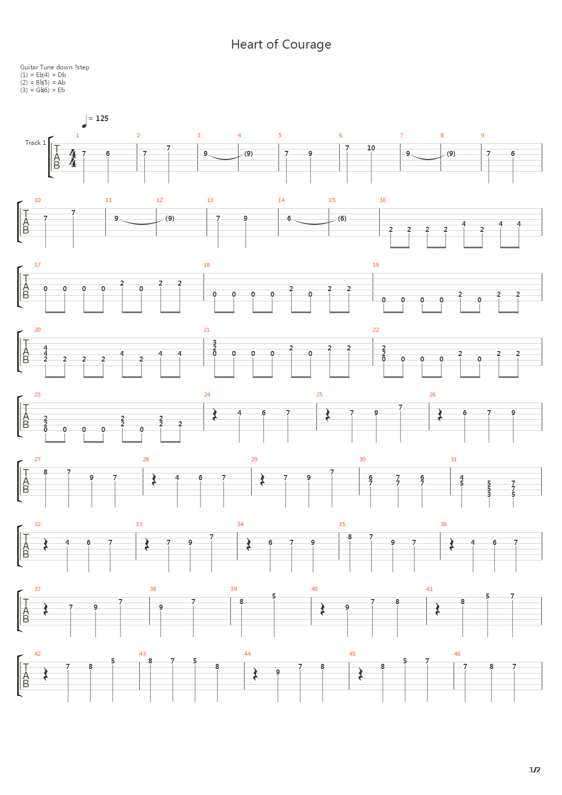Heart Of Courage吉他谱