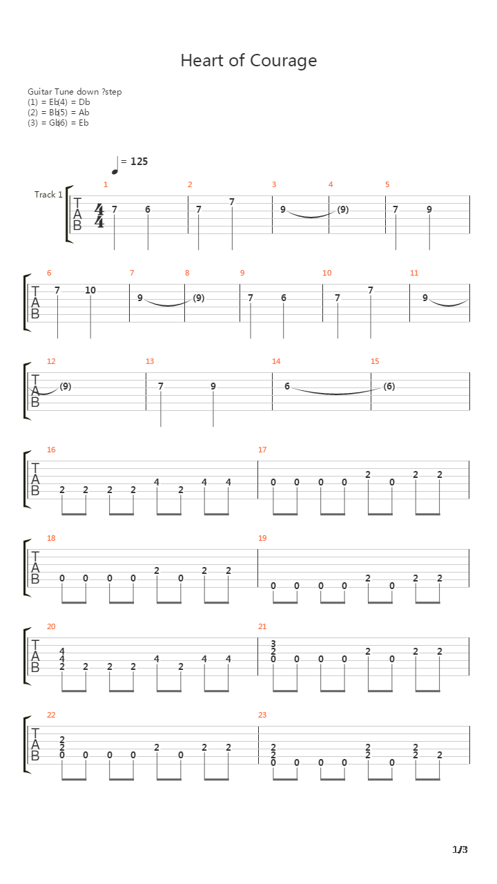 Heart Of Courage吉他谱