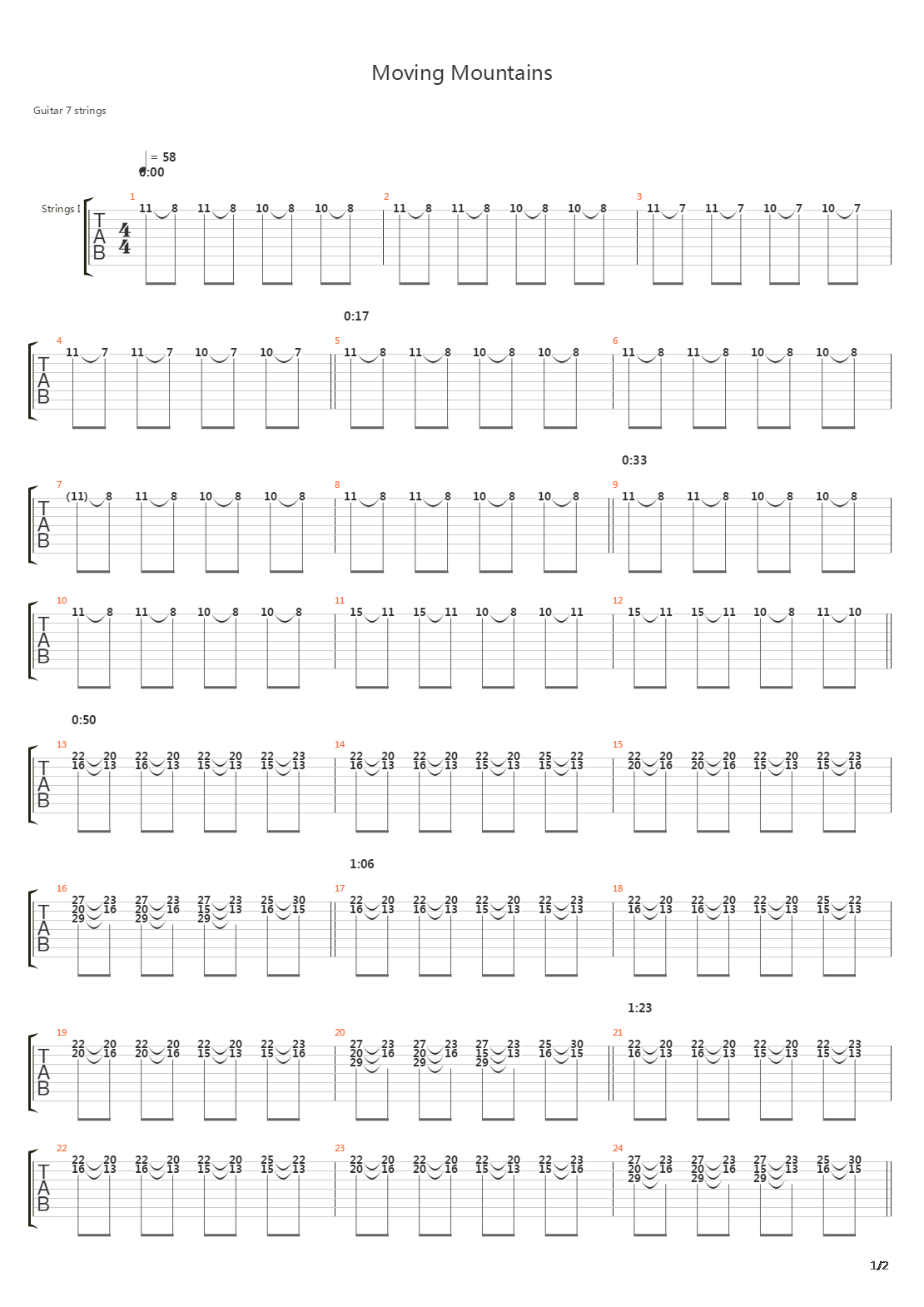 Moving Mountains吉他谱