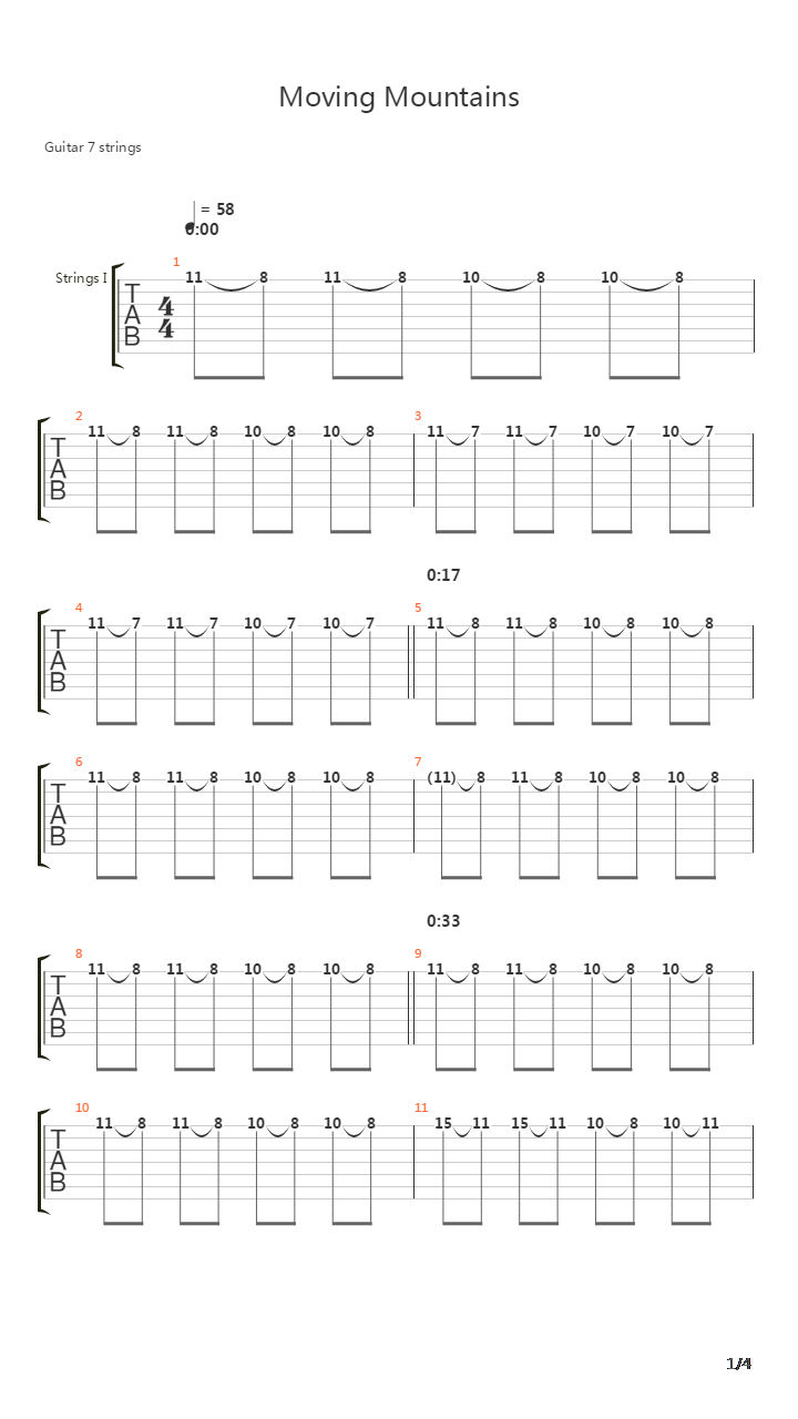 Moving Mountains吉他谱