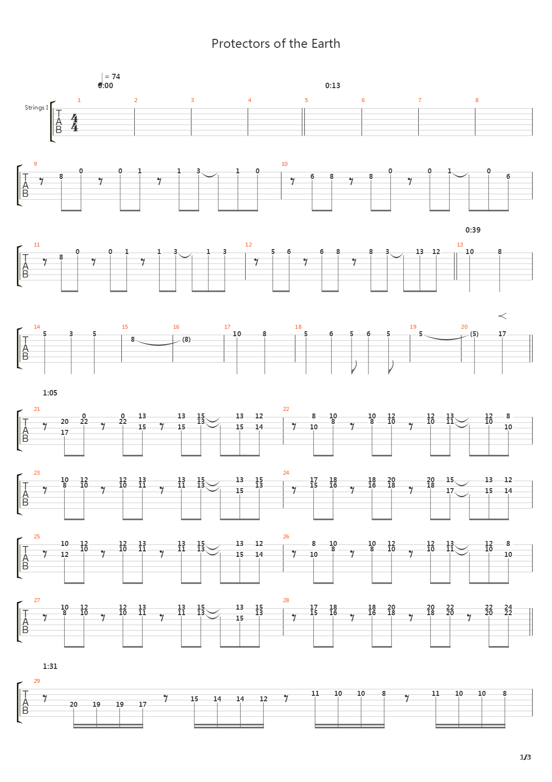 Protectors Of The Earth吉他谱