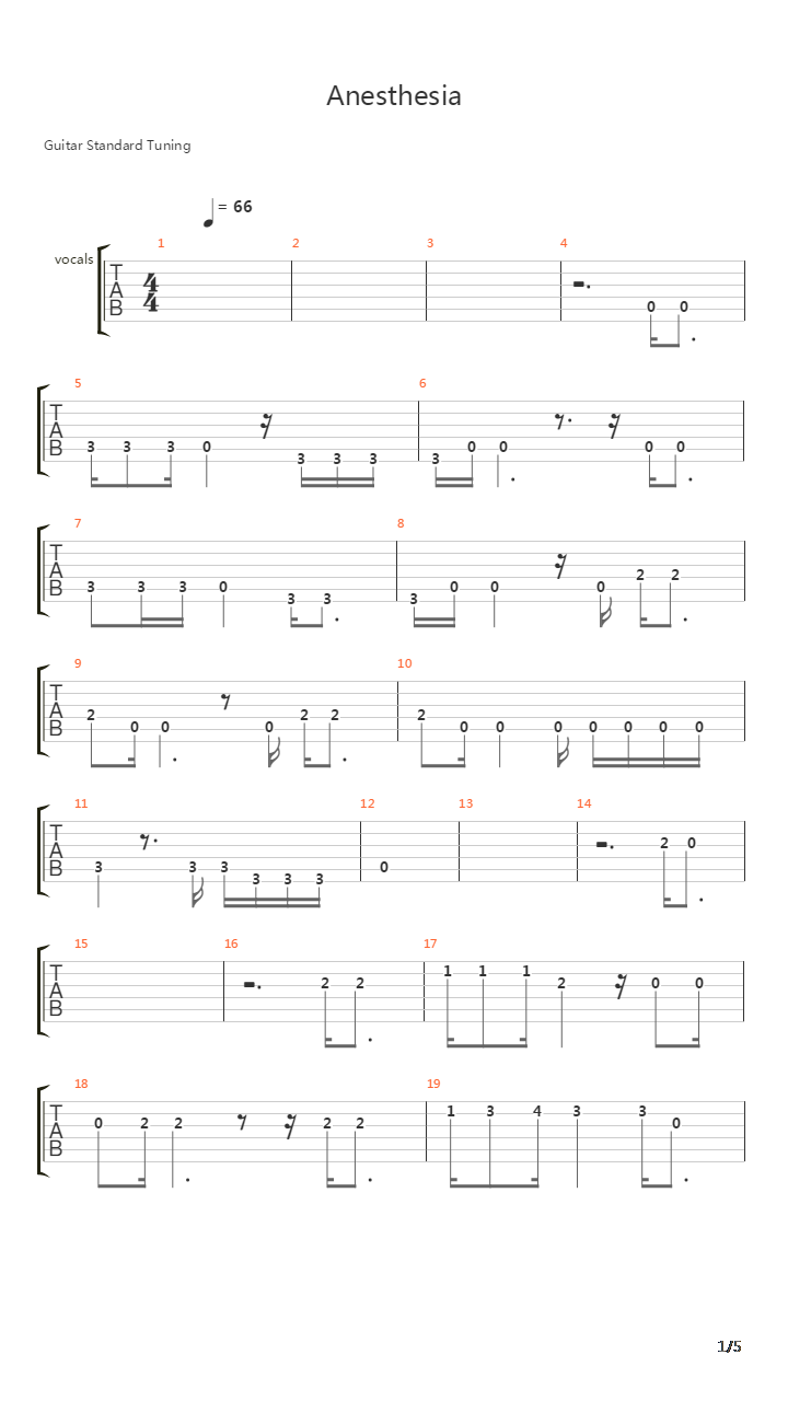 Anesthesia吉他谱