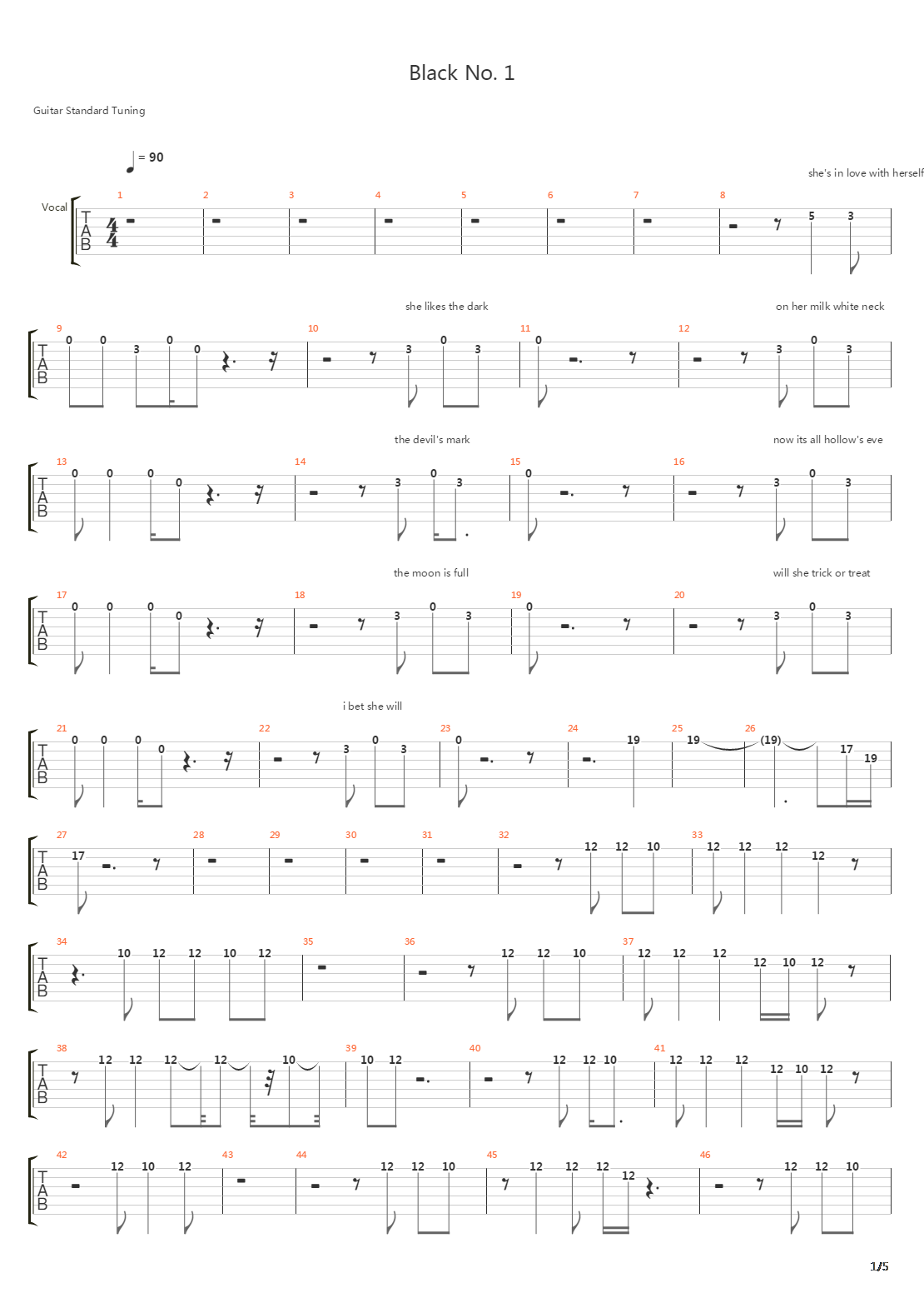 Black No 1吉他谱