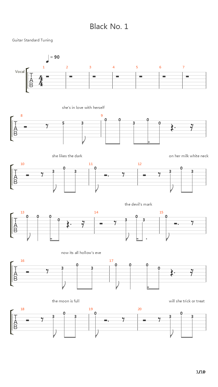 Black No 1吉他谱