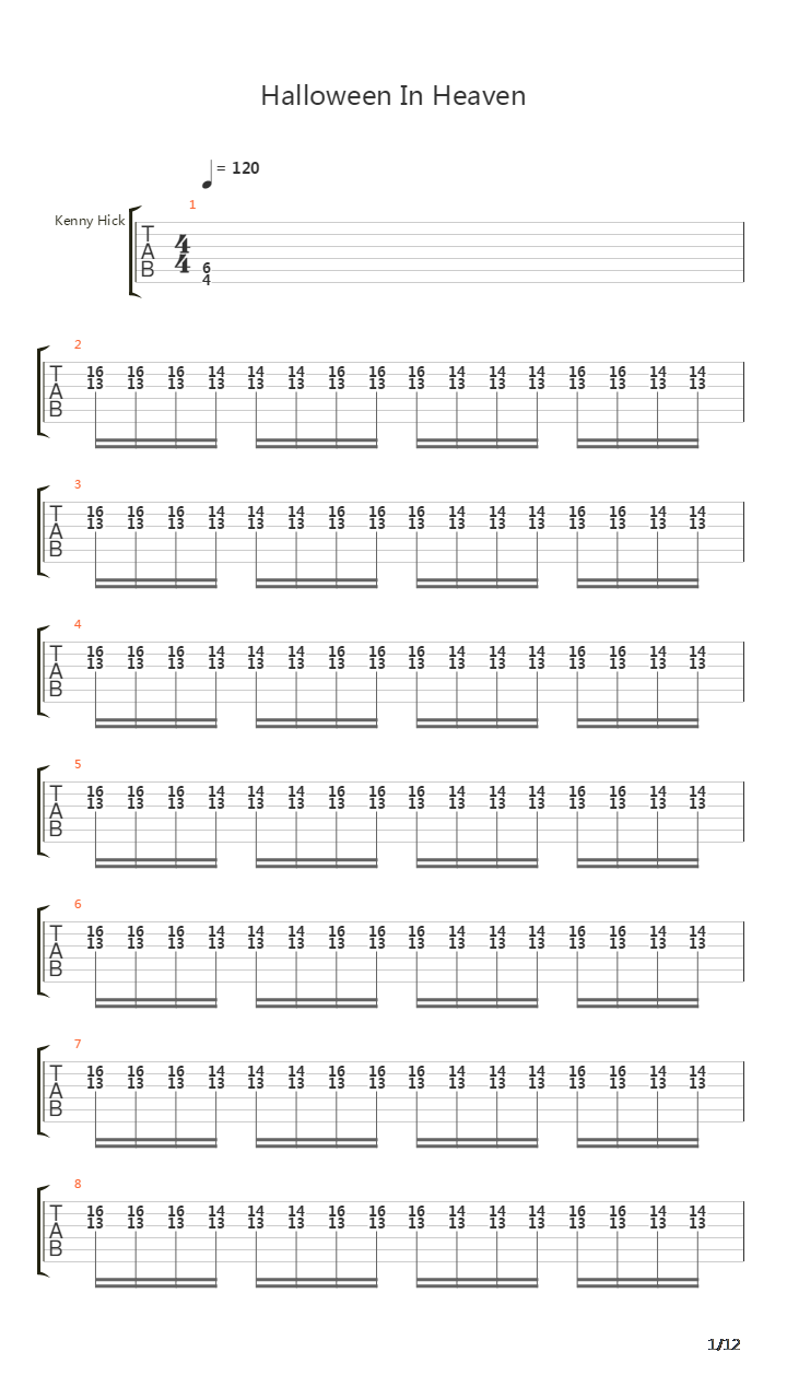 Halloween In Heaven吉他谱
