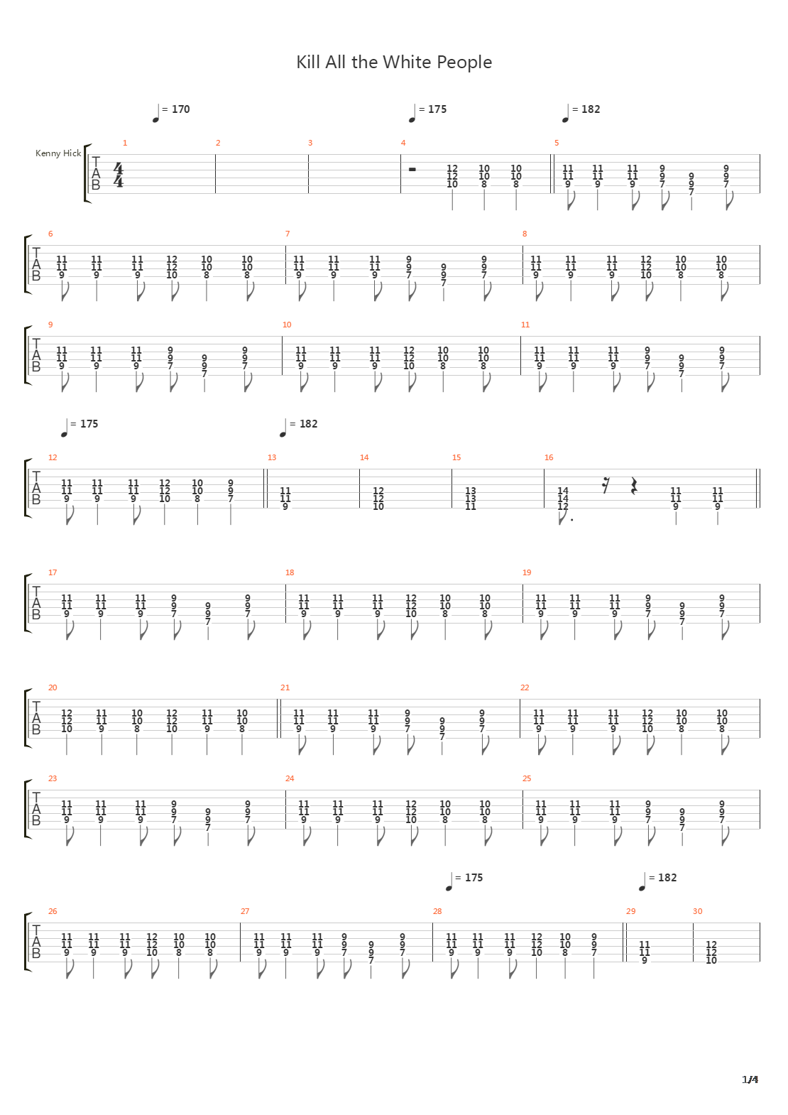 Kill All The White People吉他谱