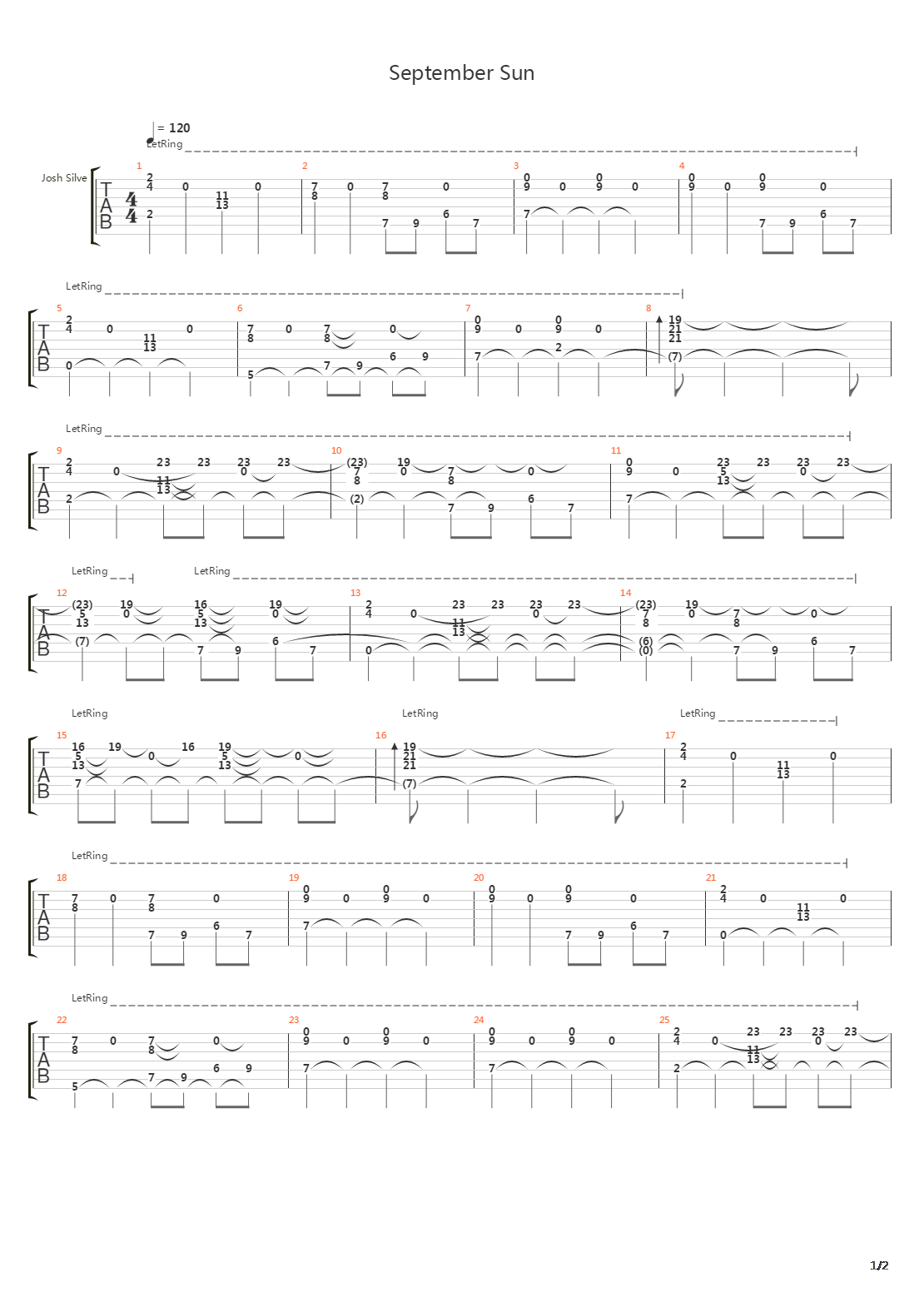 September Sun吉他谱
