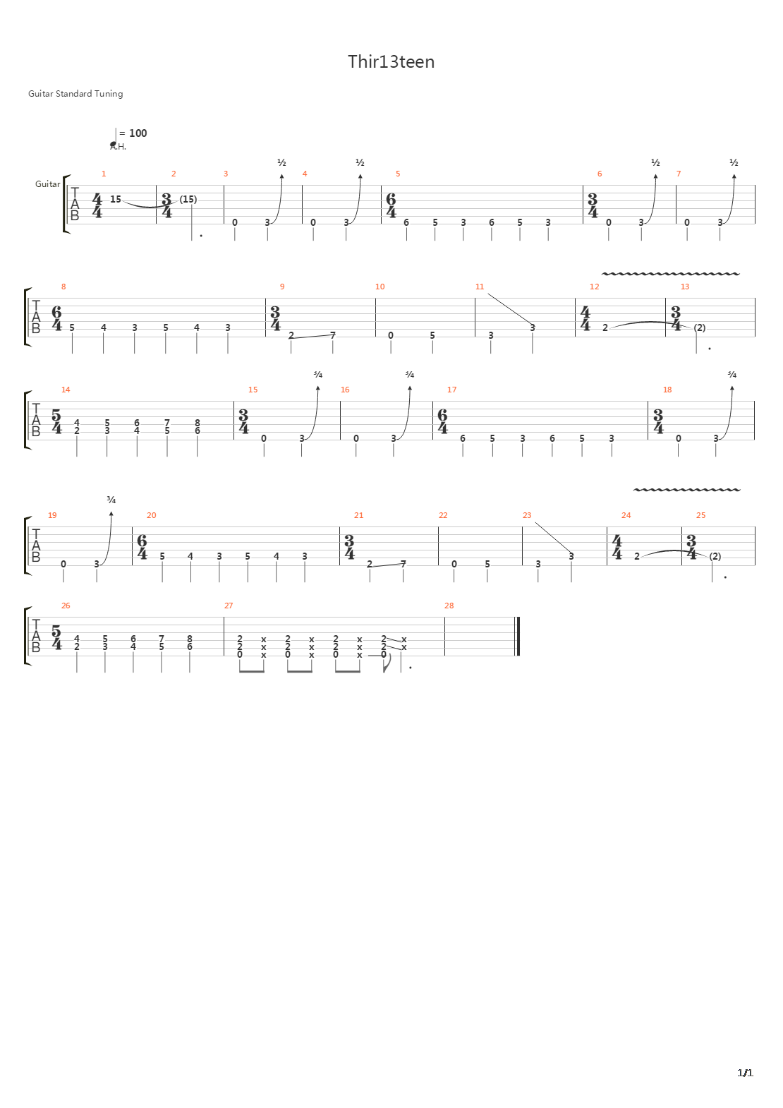 Thir13teen吉他谱
