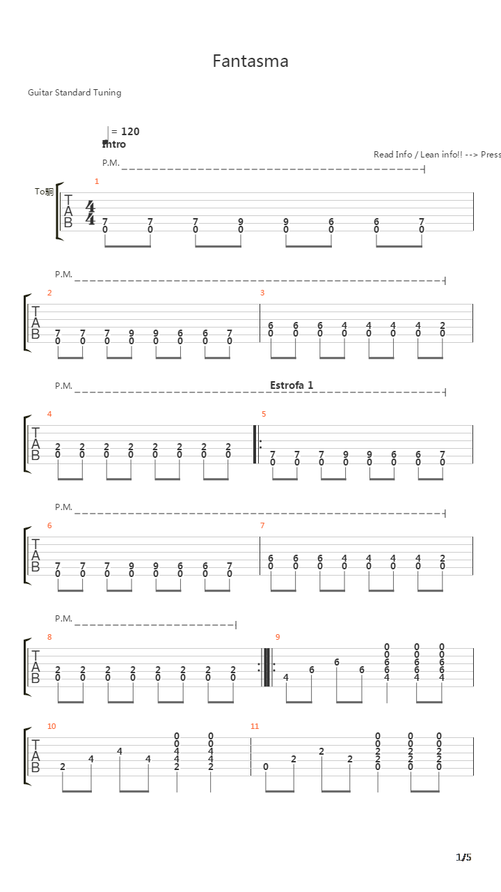 Fantasma吉他谱