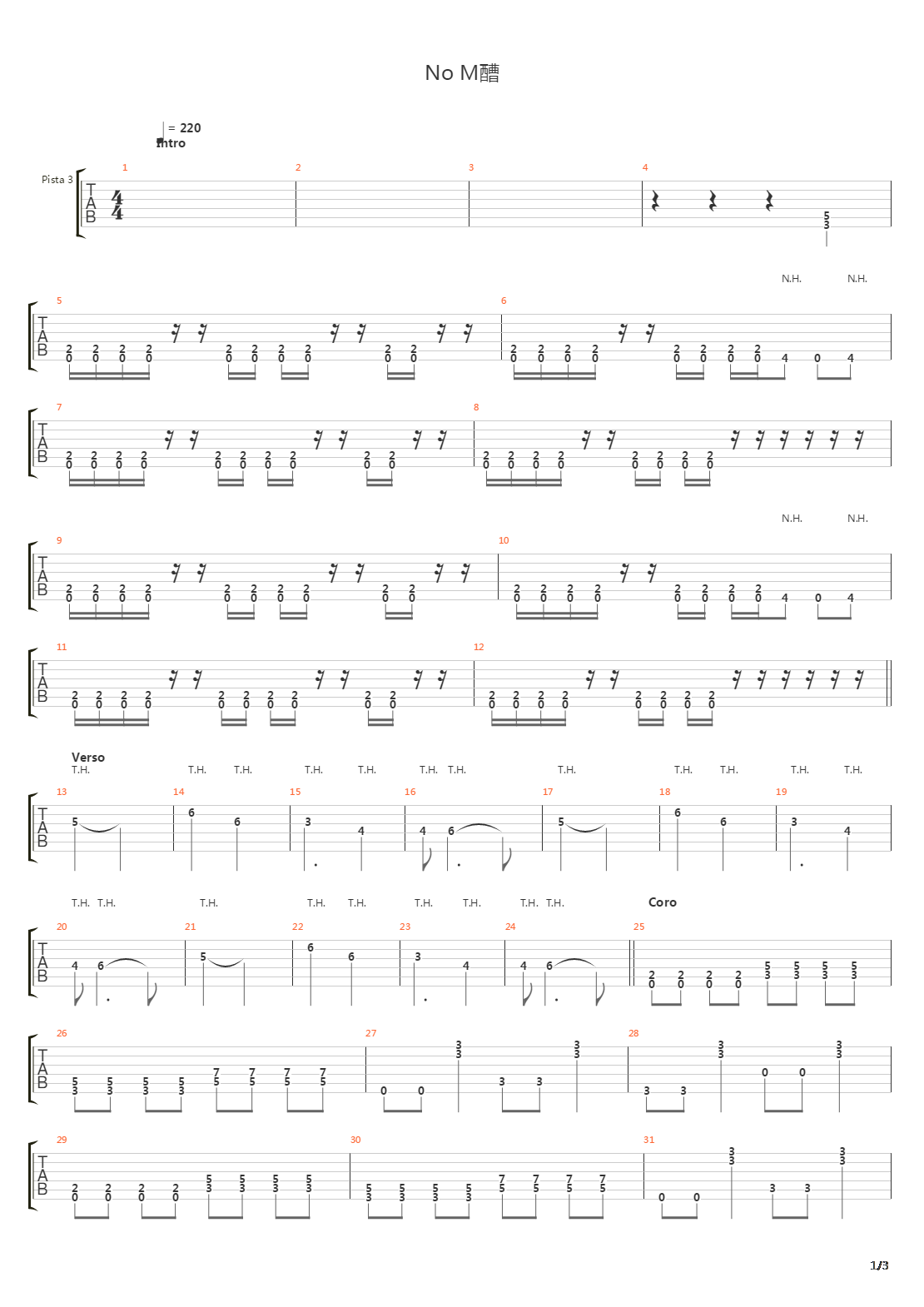 No Mas吉他谱