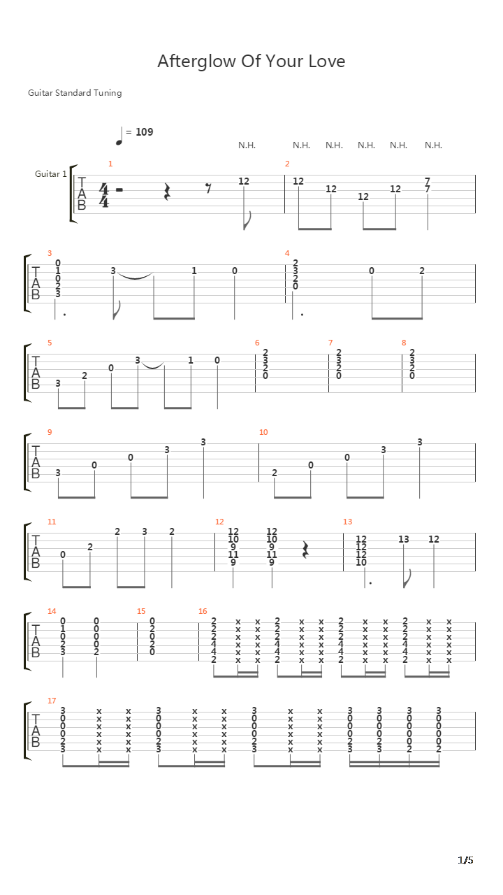 Afterglow吉他谱
