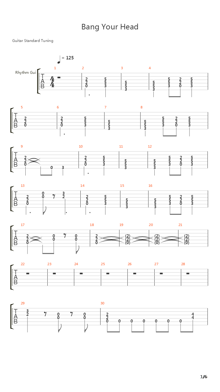 Bang Your Head Metal Health吉他谱