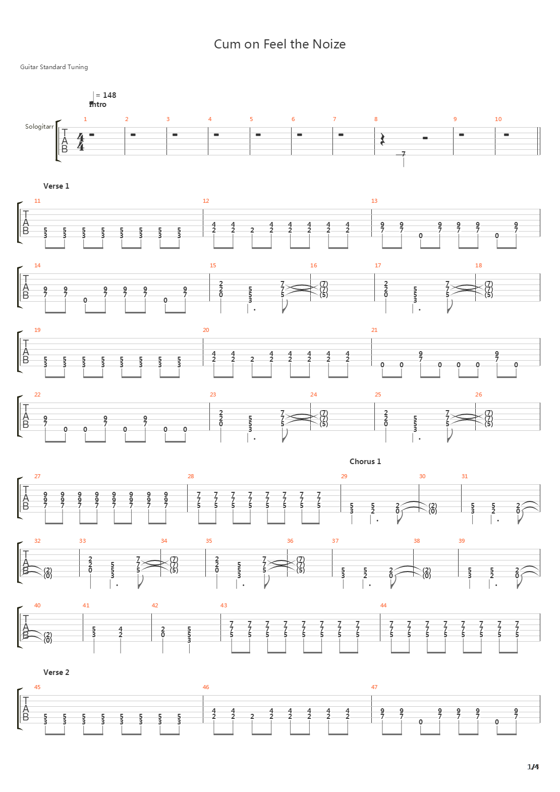 Cum On Feel The Noize吉他谱