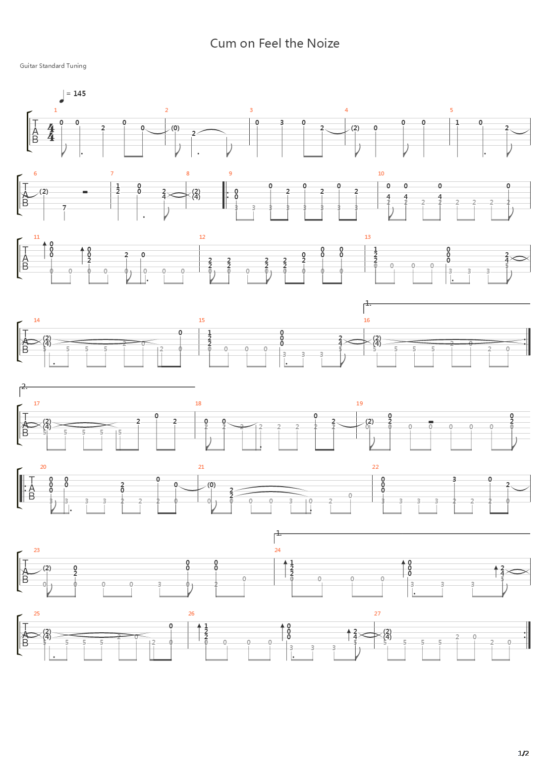 Cum On Feel The Noize吉他谱