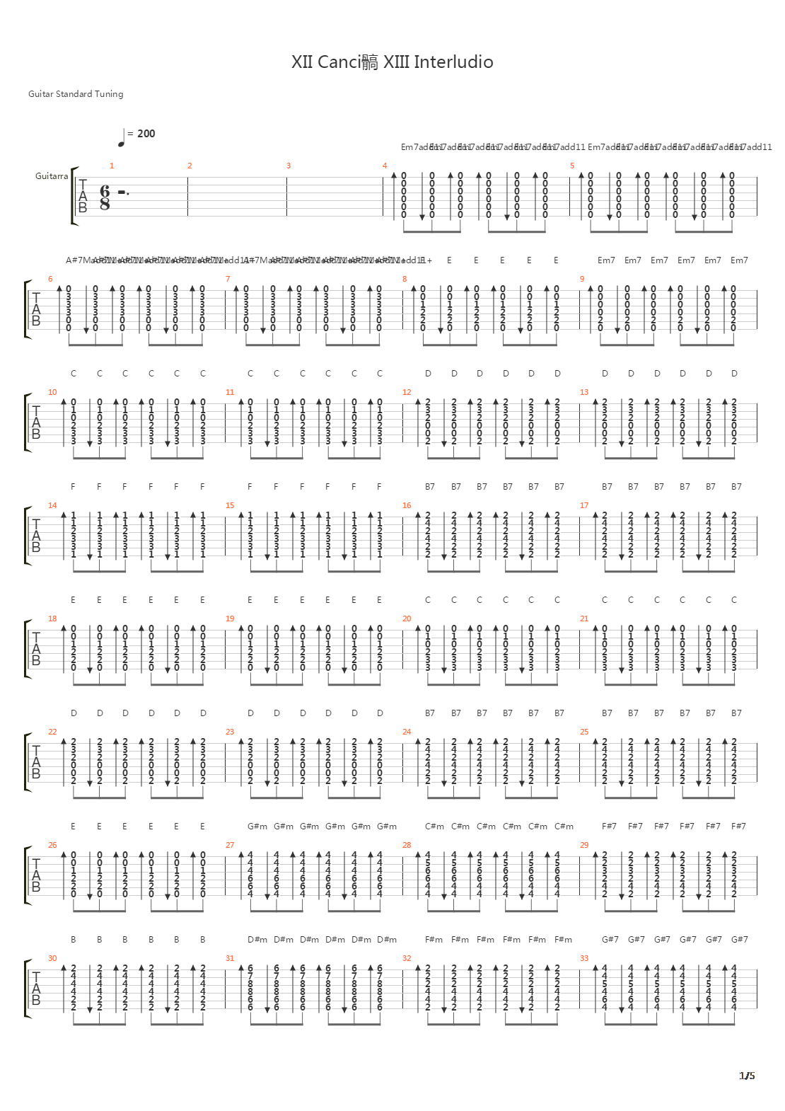 Cancion Xiii吉他谱