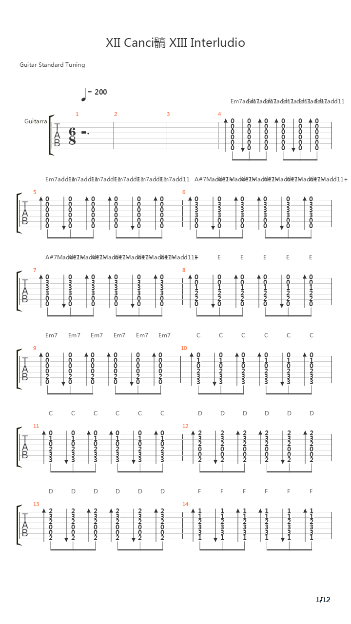 Cancion Xiii吉他谱