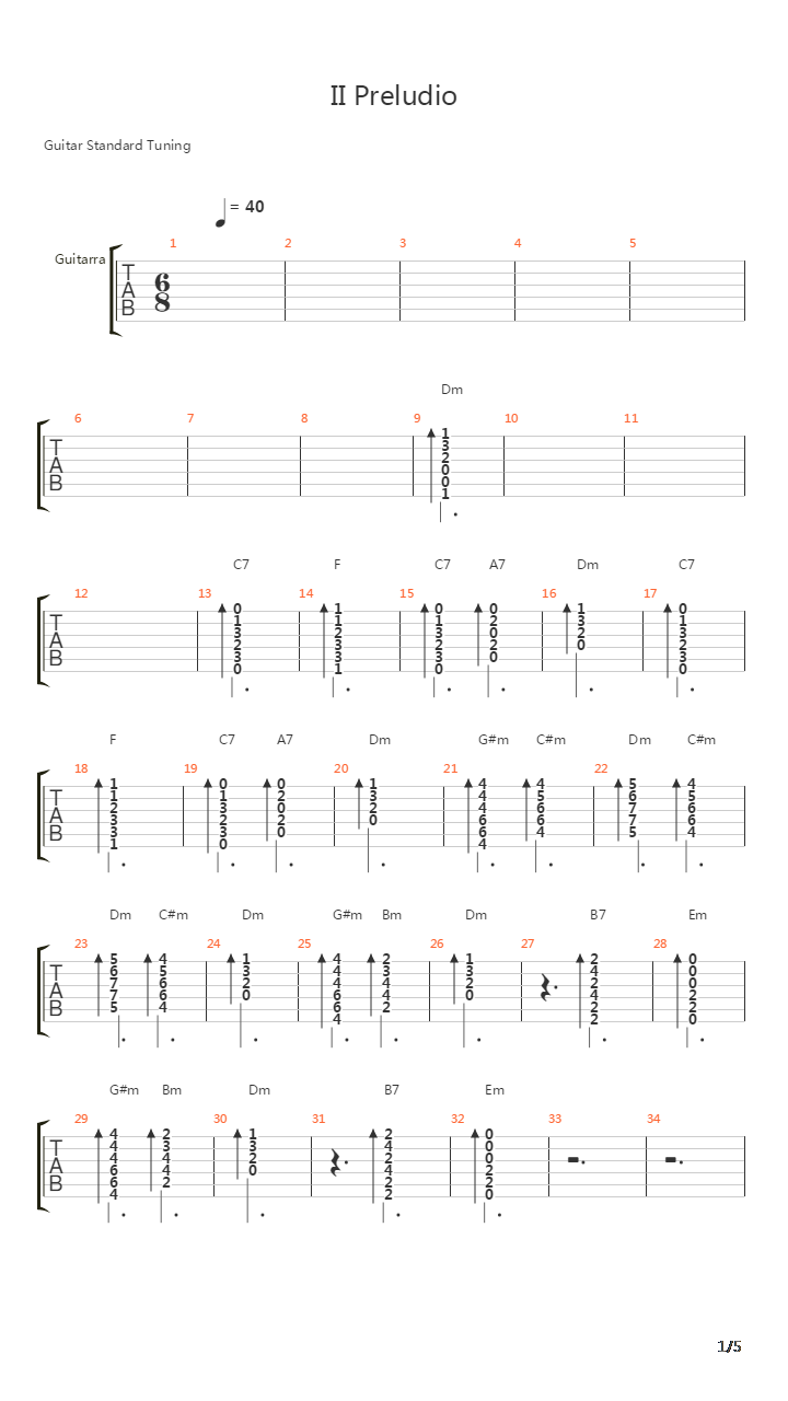 Preludio吉他谱