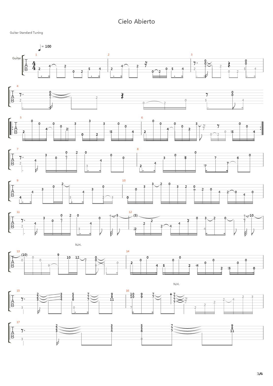 Cielo Abierto吉他谱