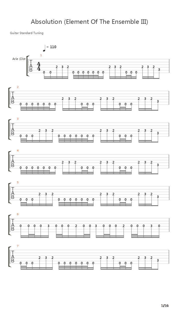 Absolution吉他谱