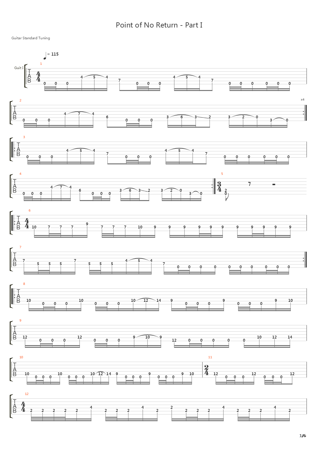 Point Of No Return Pt I - Mute Requiem吉他谱
