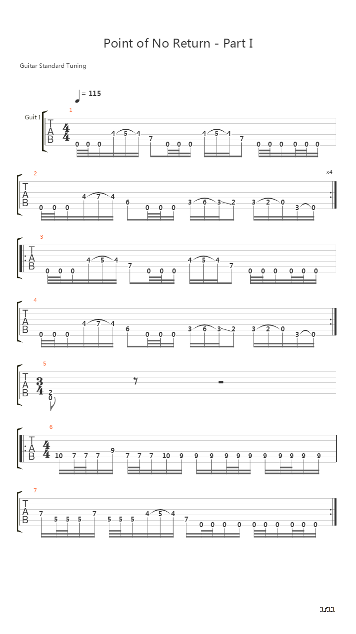 Point Of No Return Pt I - Mute Requiem吉他谱