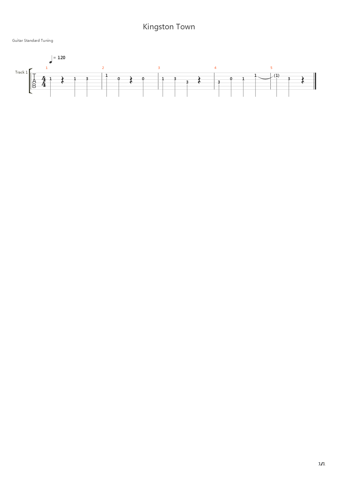 Kingston Town吉他谱