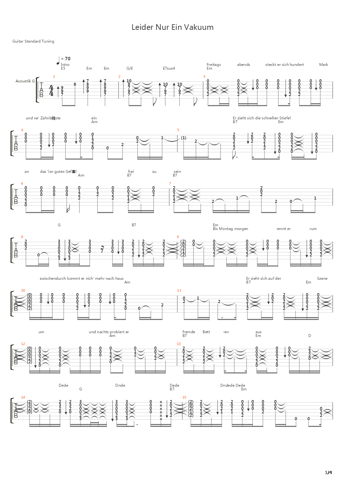 Leider Nur Ein Vakuum吉他谱