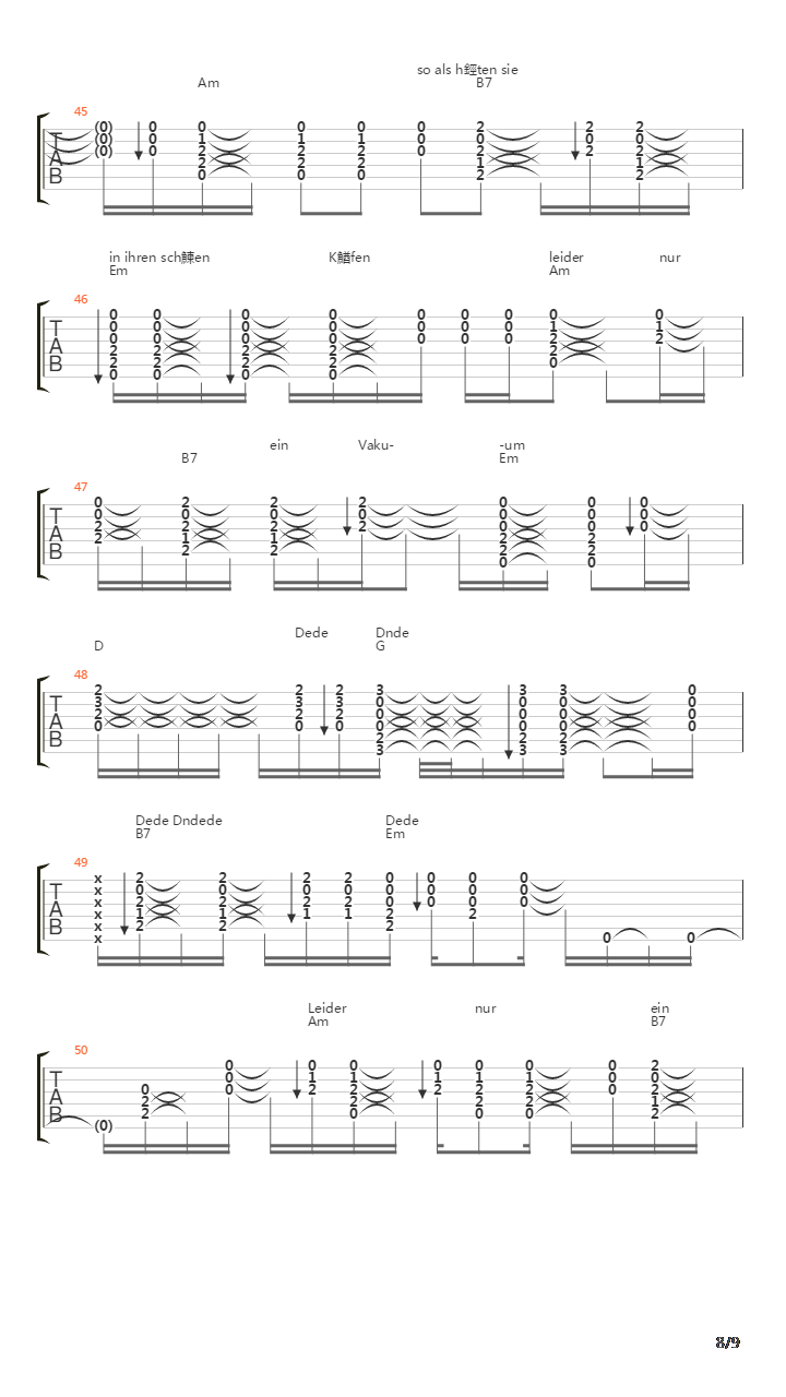 Leider Nur Ein Vakuum吉他谱
