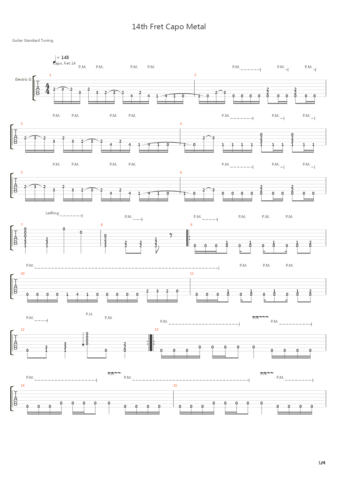 Capo On The 14th Fret Metal吉他谱